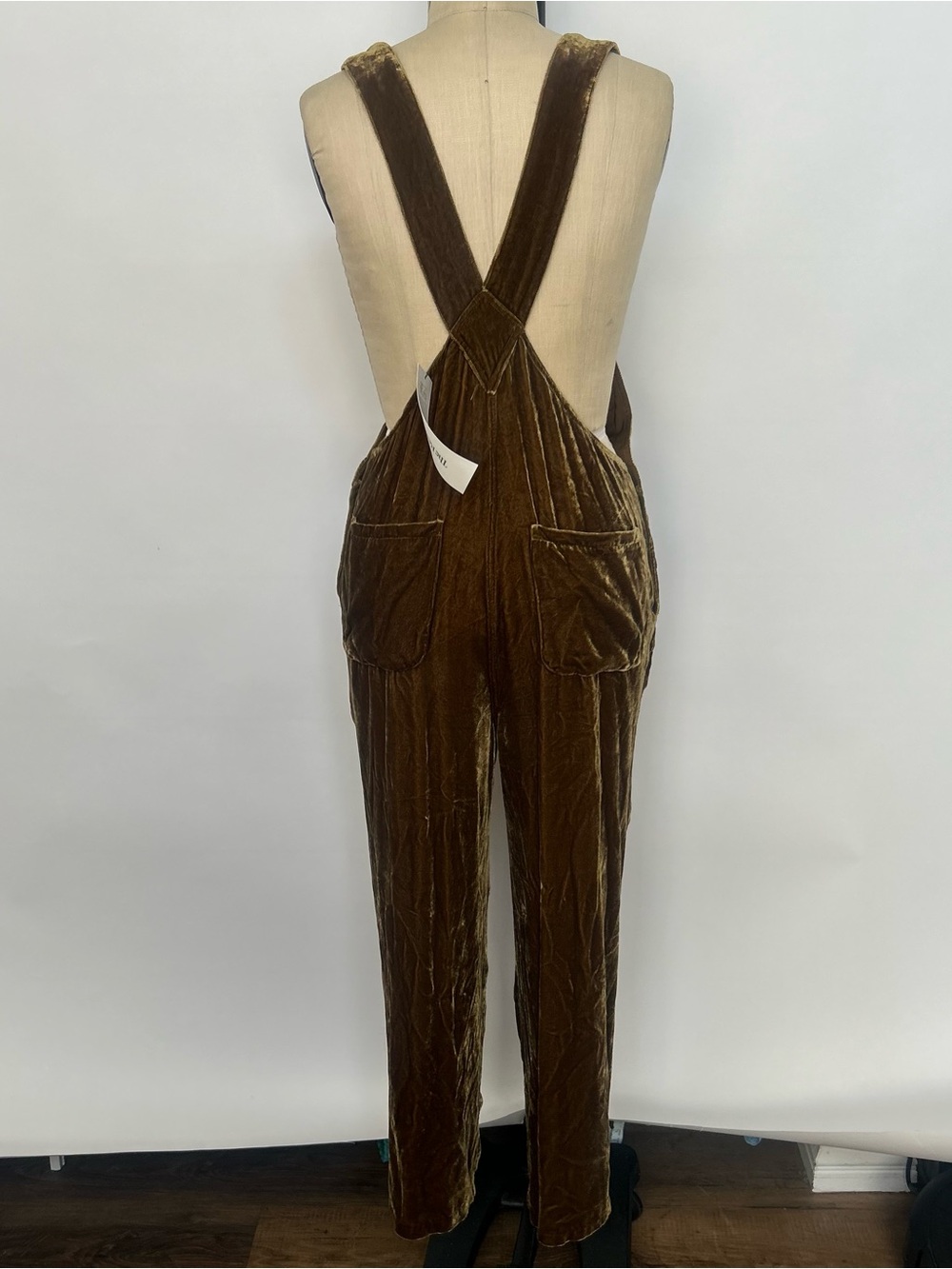 Faherty Green Velvet Overalls Jumpsuit - Picture 4 of 9